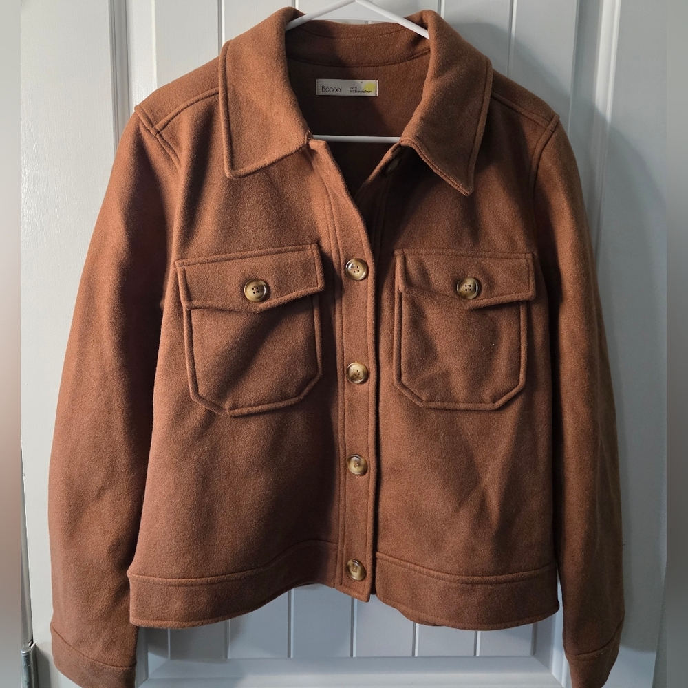 Becool Brown Button Up Jacket Small - image 1
